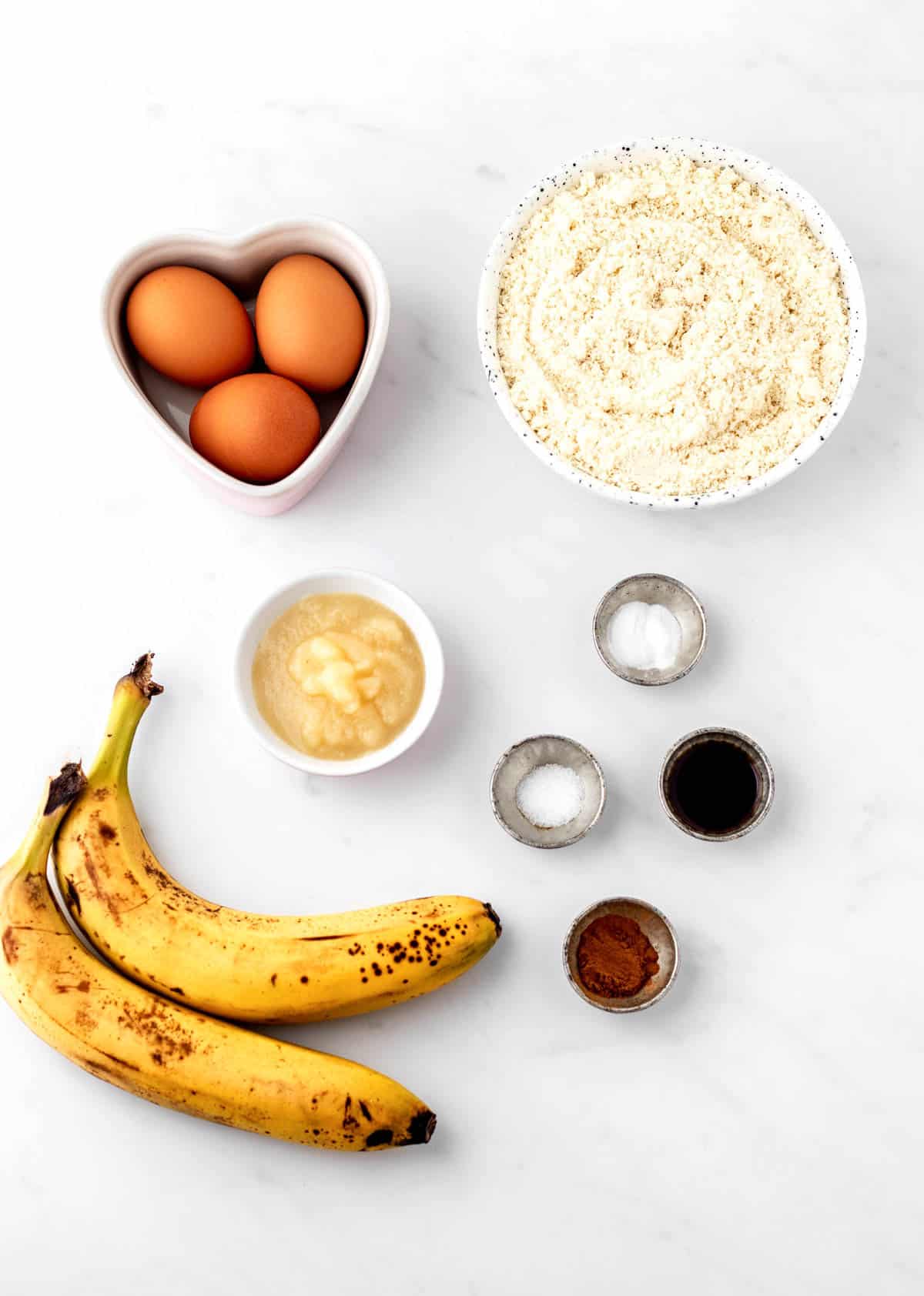 Ingredients for baby banana bread recipe.