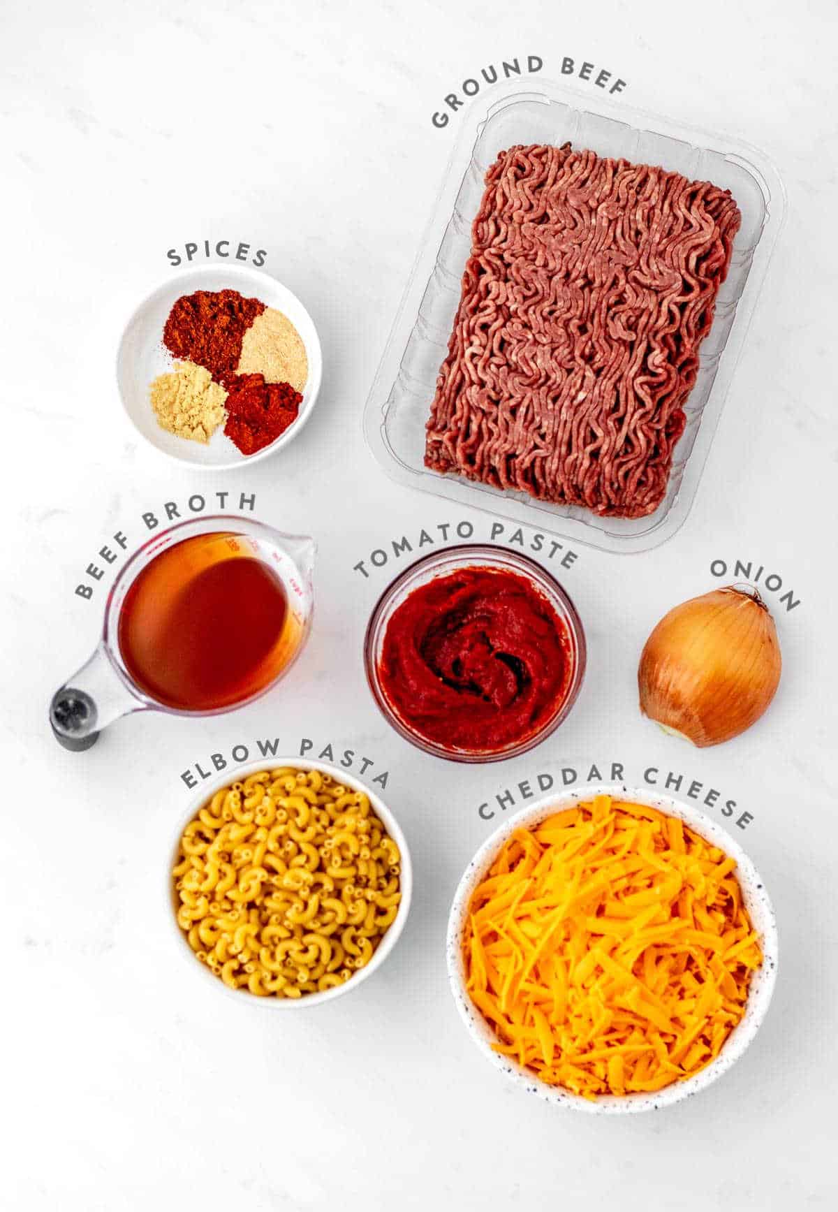 Ingredients to make hamburger helper without milk.