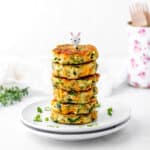 A stack of healthy zucchini fritters for babies.