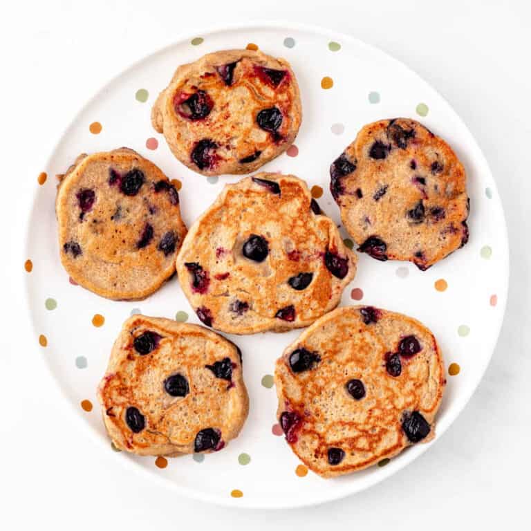 Mini Blueberry Banana Pancakes for Baby and Toddler