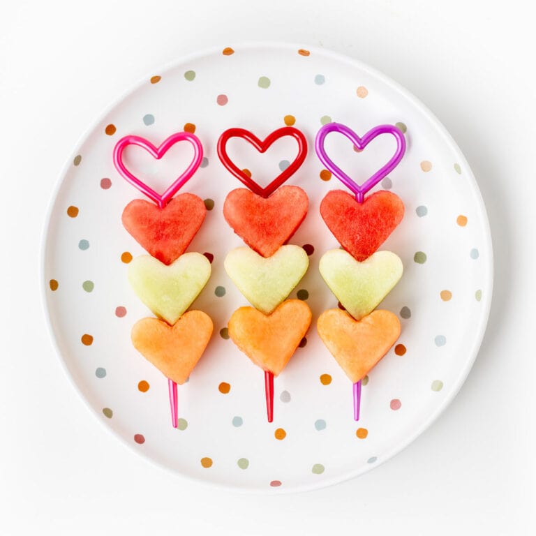 Valentine’s Heart Shaped Fruit Kabobs